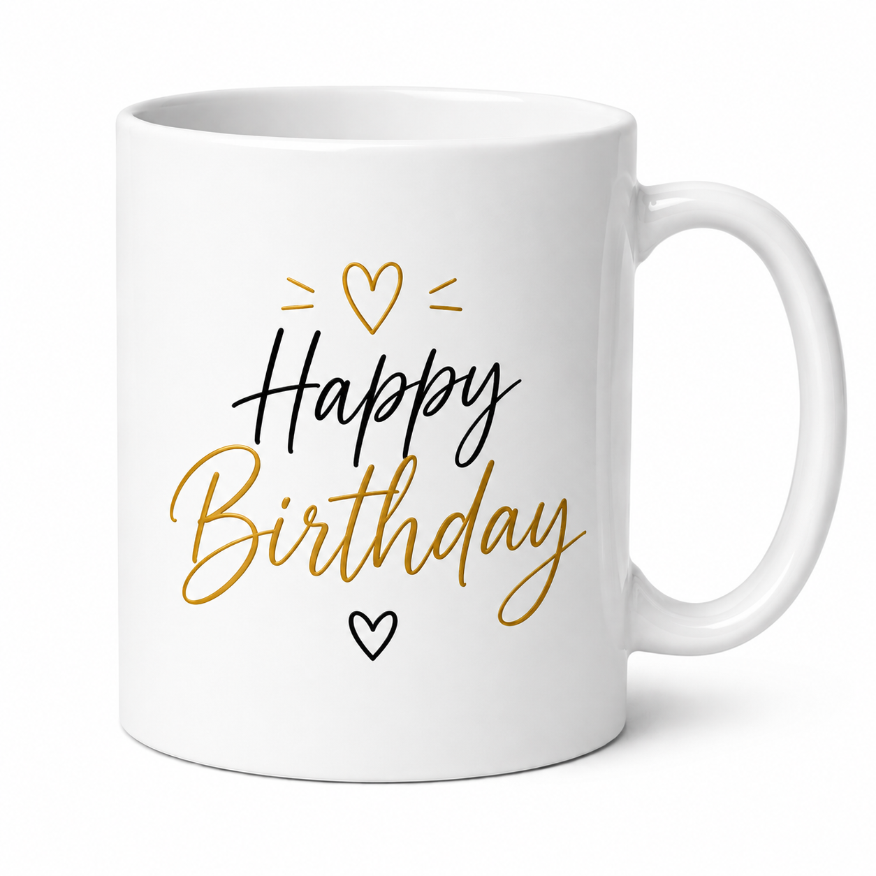 Happy Birthday Gold Script Mug