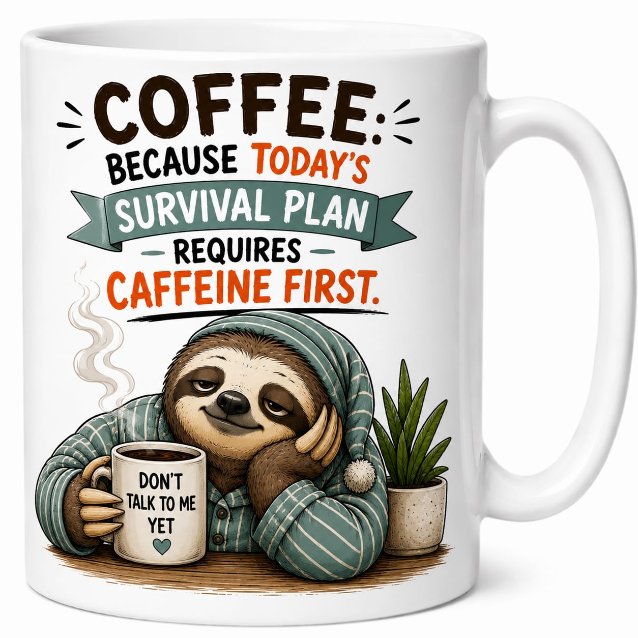 Coffee Survival Plan — Sloth Mug