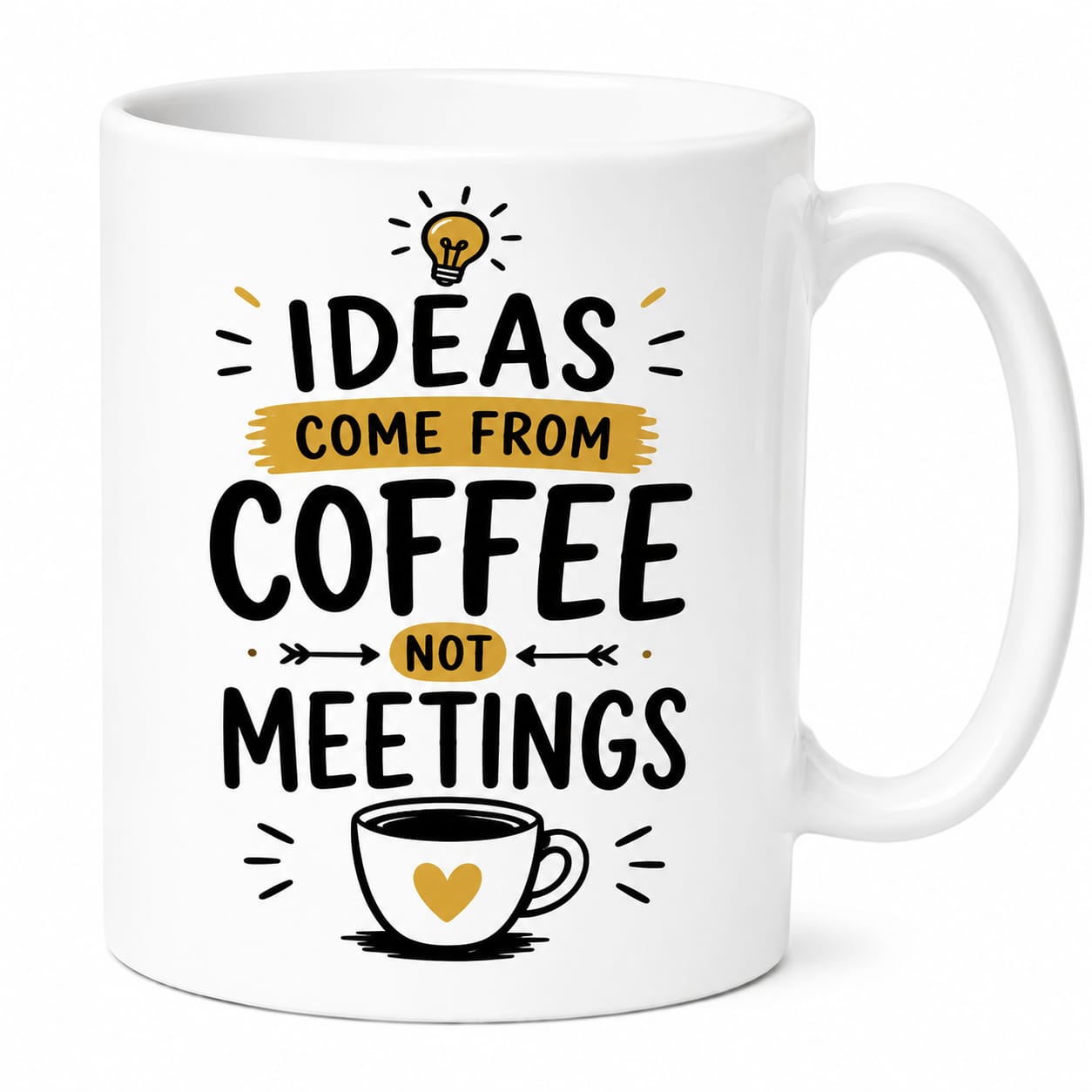 Ideas Come From Coffee, Not Meetings Mug